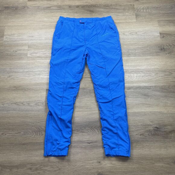 VINTAGE Adidas Pants Mens Medium Blue Nylon Lined Track Trefoil Zip Cuff 90s - Picture 1 of 11
